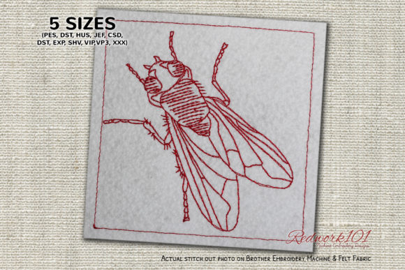 Black Fly Lineart for Seasonal Embroidery