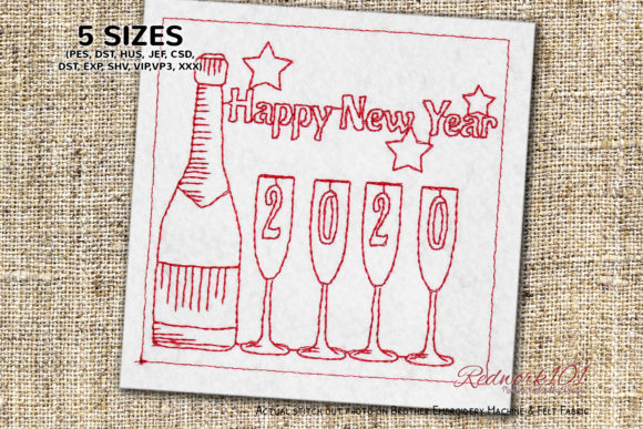 Bottle of Sparkling Wine 2020 New Year Embroidery Review