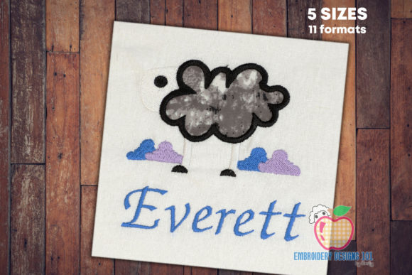 Cartoon Sheep Standing in a Field Applique