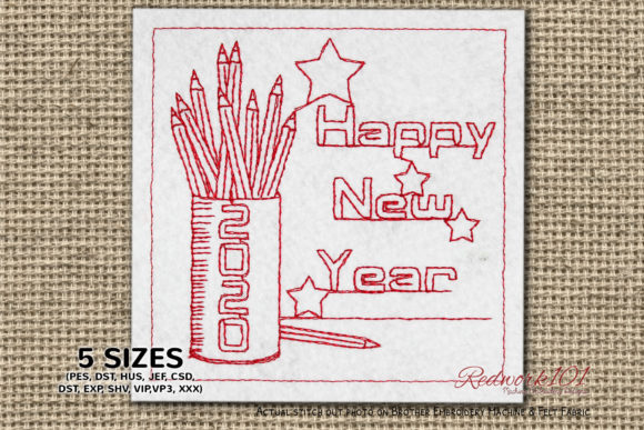 Coloring Pencil Box New Year Embroidery