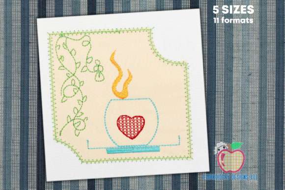 Cup of Coffee with a Heart on It Applique Review