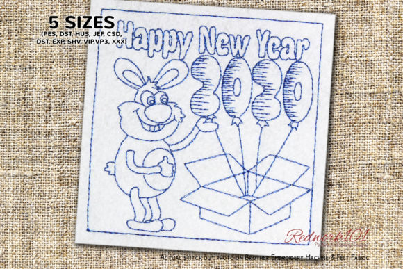 Cute Bunny Rabbit with 2020 Balloons Embroidery Review