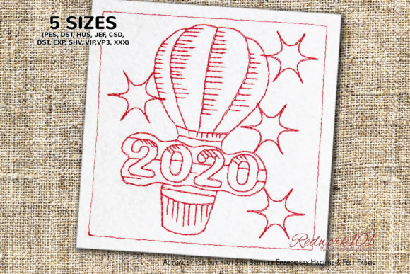 Hot Air Balloon Redwork Design Review