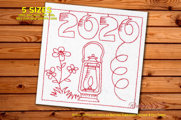 New Year Antique Lamp Embroidery Design