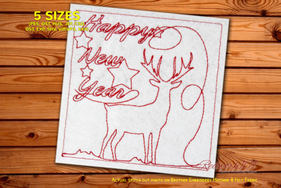 Reindeer New Year Card Embroidery Review
